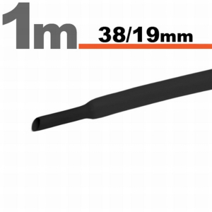 Smršťovací bužírky - 38mm černé 1m (3ks)