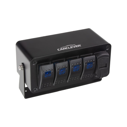 Uchytenie 12/24V multiprepínača s 4x kolískovým spínačom, USB QC3.0, USB-C PD a voltmetrom