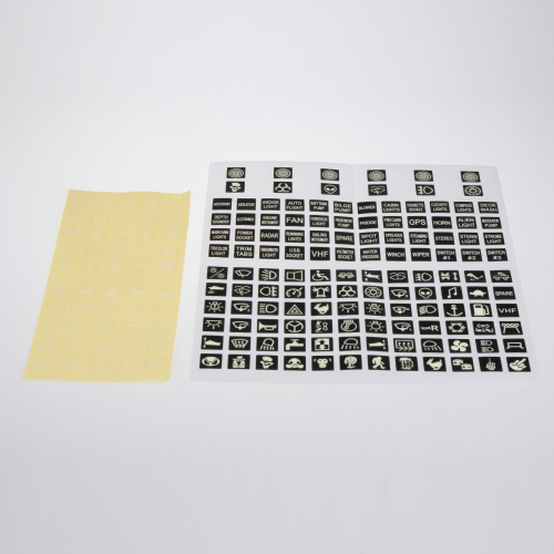 Nálepky 12/24V multiprepínača s 4x kolískovým spínačom, USB QC3.0, USB-C PD a voltmetrom