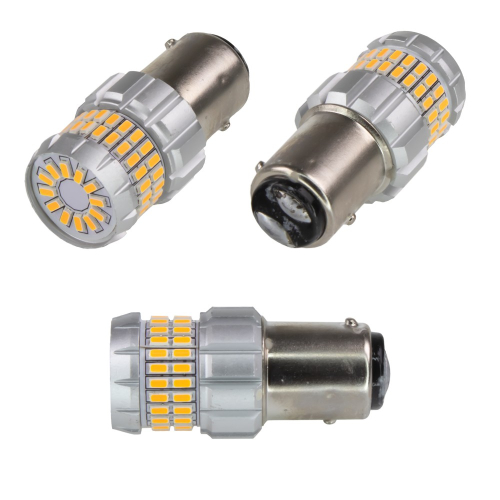 Použitie oranžových LED BAY15d autožiaroviek 12V, 60LED/3014SMD, 360 °