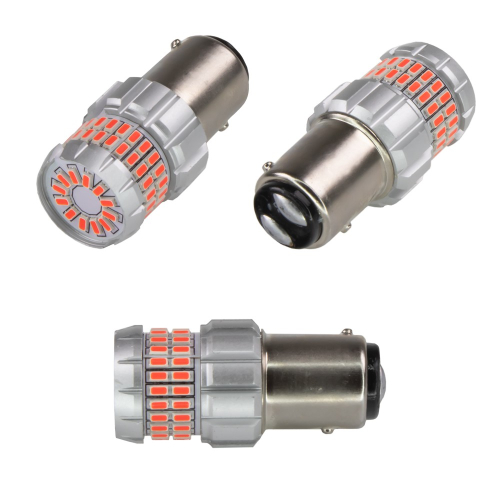Použitie červených LED BAY15d autožiaroviek 12V, 60LED/3014SMD, 360 °