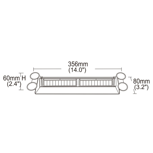 Rozměry interiérového 12/24V modro-červeného 36W LED predátora s přísavkami