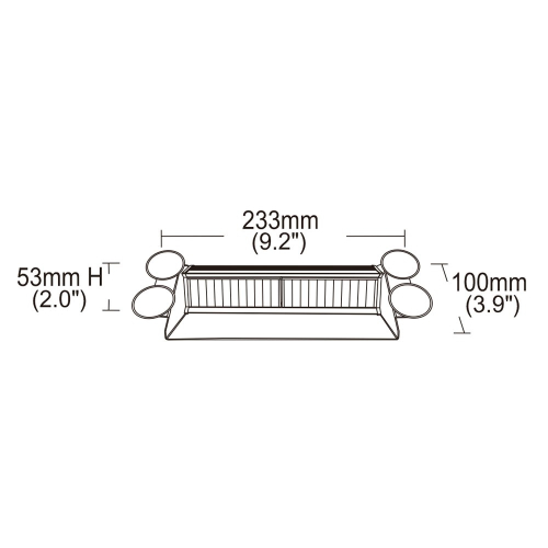 Rozměry interiérového 12/24V modro-červeného 24W LED predátora s přísavkami