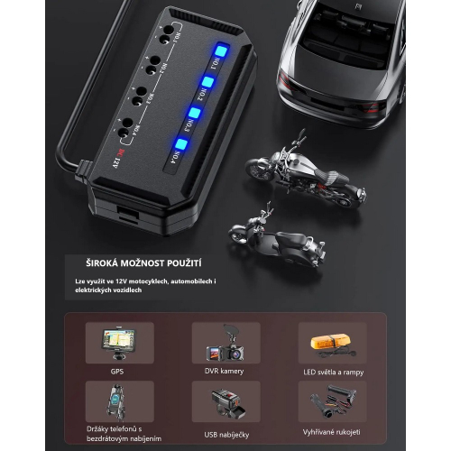 Zapojenie 12V/20A poistkového púzdra pre MIDI nožové poistky