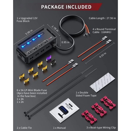 Príslušenstvo 12V/20A poistkového púzdra pre MIDI nožové poistky