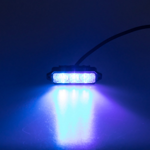 Modrý LED predátor 12/24V - 3x 1W / 9 režimov výstražného blikania / ECE R10 (65 x 22 x 24 mm)