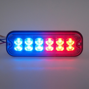 Modro-červený LED predátor 12/24V - 12x 4W / 19 režimov výstražného blikania / ECE R10 (130x40x11mm)