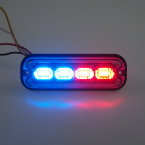 Modro-červený LED predátor 12/24V - 4x 4W / 19 režimov výstražného blikania / ECE R10 (98x30x11mm)