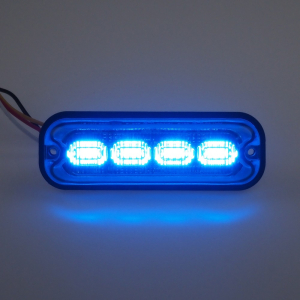 Modrý LED predátor 12/24V - 4x 4W / 19 režimov výstražného blikania / ECE R10 (98x30x11mm)