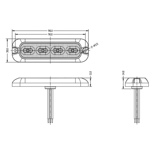 Rozmery 12/24V modrého 16W LED predátora