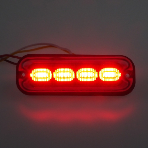 Červený LED predátor 12/24V - 4x 4W / 19 režimov výstražného blikania / ECE R10 (98x30x11mm)