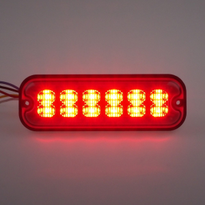 Červený LED predátor 12/24V - 12x 4W / 19 režimov výstražného blikania / ECE R10 (130x40 x11mm)