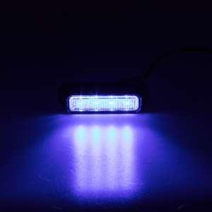 Modrý LED predátor 12/24V - 4x 3W / 18 režimů výstražného blikání / ECE R10 (98x30x11mm)