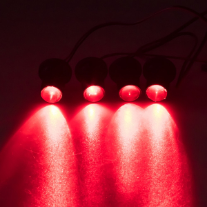 Červené LED stroboskopy 12V - 4x světlo / 7 režimů výstražného blikání / ECE R10