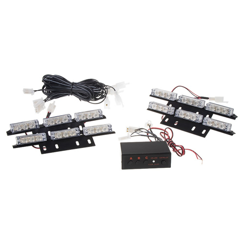 12V modro-červený LED predátor do mřížky, 6x LED světlo