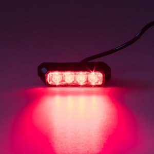 Červený LED predátor 12/24V - 4x 3W / 18 režimov výstražného blikania / ECE R10 (95,5x28x21mm)