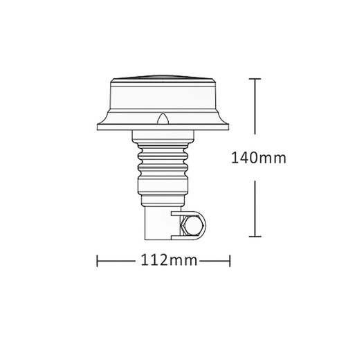 Rozmery 12/24V modrého 18W LED majáka na hrot,držiak ECER65