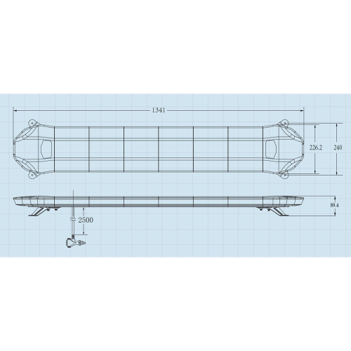 Rozmery 12/24V modro-červenej 136xLED rampy