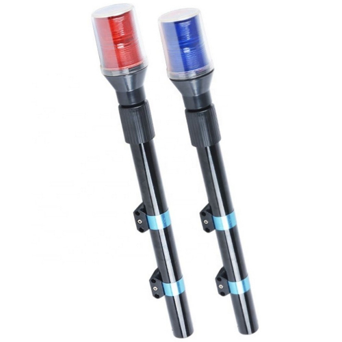 Montáž 12V červeného 30x LED maják s teleskopickou tyčou na motorku