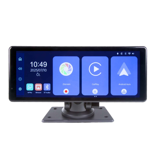 Použití multimediálního 10.26" monitoru s Apple CarPlay, Android auto, Bluetooth, micro SD, 2K DVR + kamerový vstup