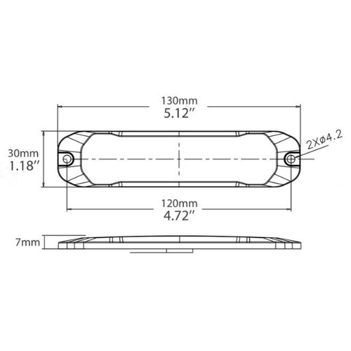 Rozměry 12/24V červeného 6x LED světla