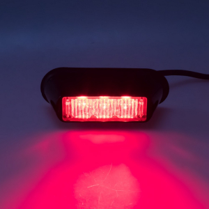 Červené výstražné LED svetlo 12/24V - 3x 1W LED / 9 režimov výstražného blikania / ECE R10 (106 x 33 x 29 mm)
