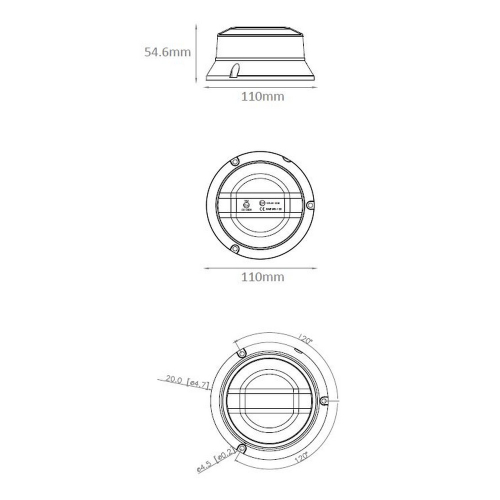 Rozmery 36W modro-červeného 12/24V LED majáka