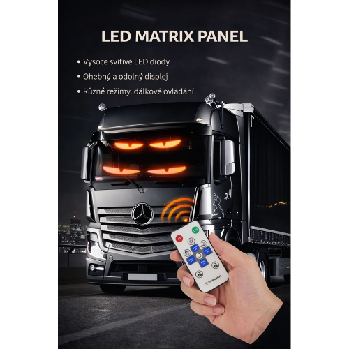 Použití transparentního LED matrix panelu "Devil eyes", 10,4 x 99cm