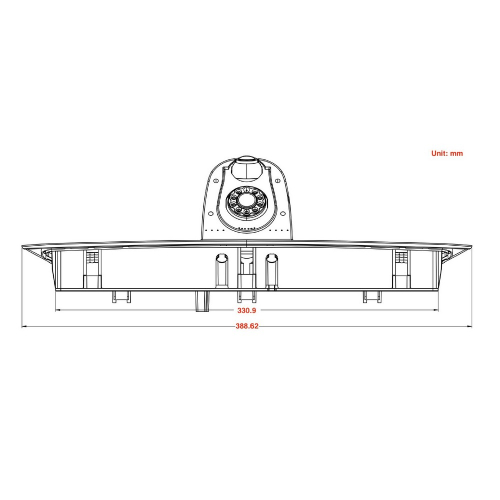 Rozmery dvojitej AHD/CVBS kamery pre Ford Transit