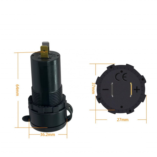 Rozmery 12/24V nabíjačky USB QC3.0 + USB-C 100W/20V