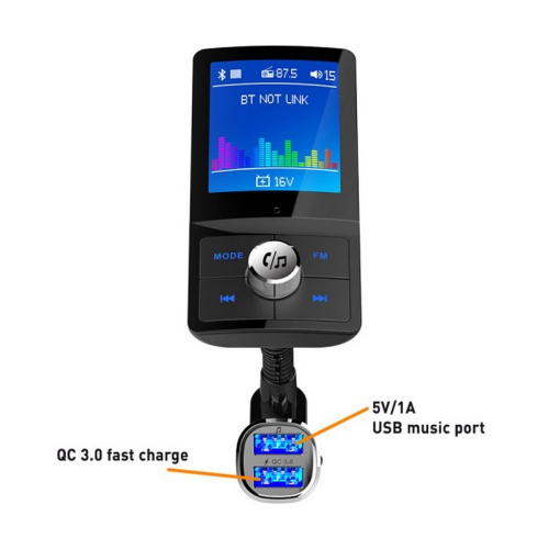 USB nabíjačky FM Transmitra s USB, Bluetooth, Handsfree, Voltmetrom