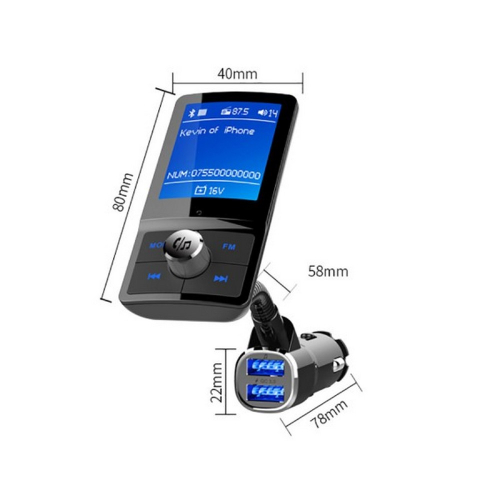 Rozmery FM Transmitra s USB, Bluetooth, Handsfree, Voltmetrom