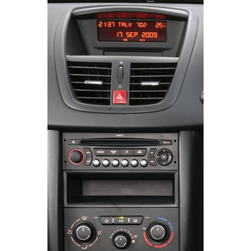 Použitie rámčeka pre 9" autorádio Peugeot 207 02/2006-2012