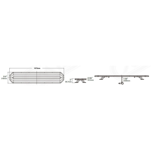 Rozmery 12/24V oranžovej 36+144LED rampy ECER65, 1m