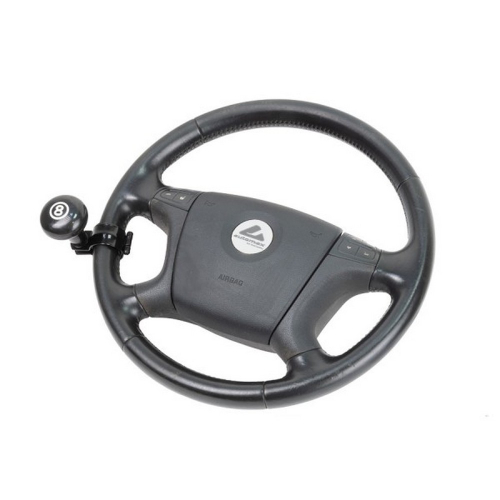 Použitie čiernej gule volantu s bielym nápisom 8