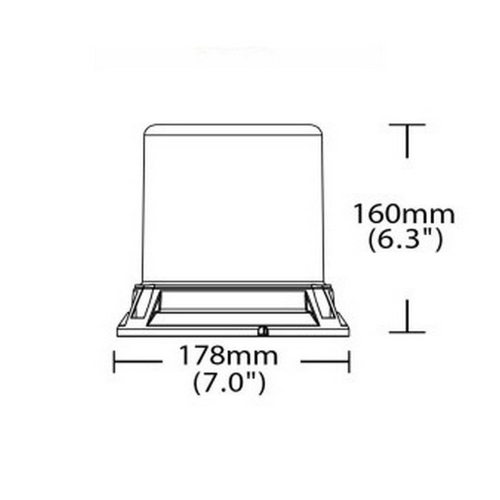 Rozmery 12/24V modrého 144W LED majáka na pevnú montáž ECER65