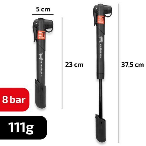 Rozmery ručnej pumpy na bicykel 8bar HEYNER
