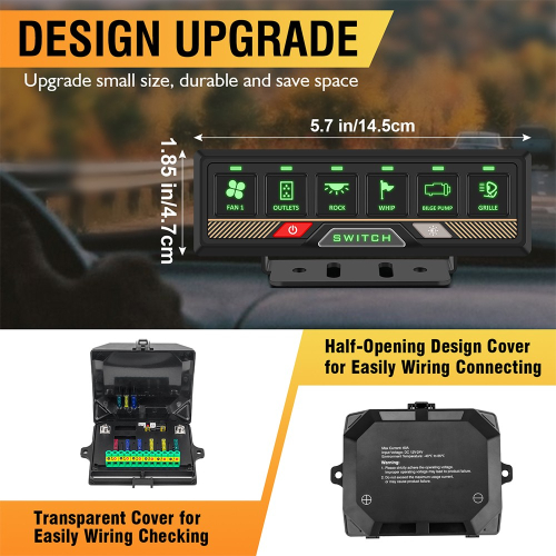 Ovládanie 12/24V Bluetooth 6-kanálového diaľkovo ovládaného spínača 60A s diaľkovým ovládačom