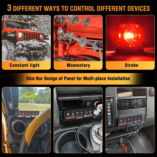 Použitie 12/24V Bluetooth 6-kanálového diaľkovo ovládaného spínača 60A s diaľkovým ovládačom