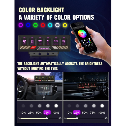 Funkcie 12/24V Bluetooth 6-kanálového diaľkovo ovládaného spínača 60A s diaľkovým ovládačom