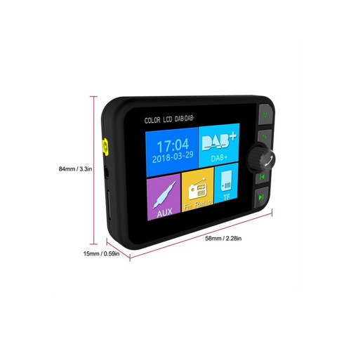 Rozmery DAB prijímača / Bluetooth HF + prehrávač / micro SD / FM modulátor