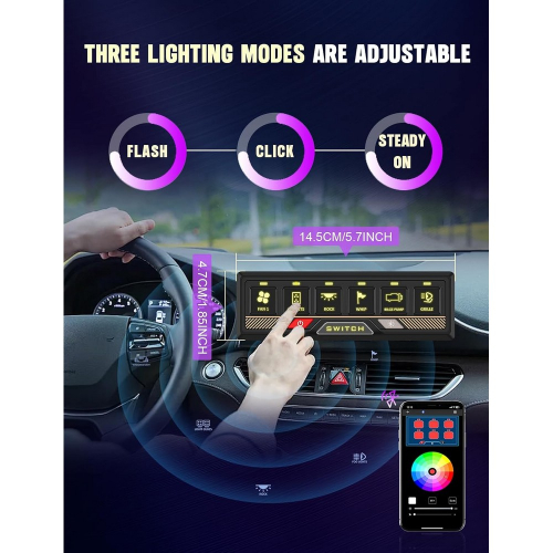 Podsvietenie Bluetooth 12/24V diaľkovo ovládaného ovládača 60A