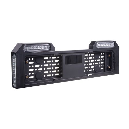 4x PREDATOR 6x4W LED pod SPZ, 12-24V, prohnuté, modré, ECE R65