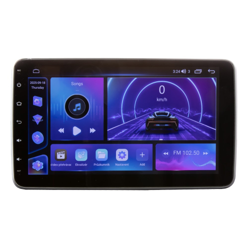 Funkcie 1DIN autorádia s 10" LCD, Android, WI-FI, GPS, CarPlay, Bluetooth, 4G, 2x USB
