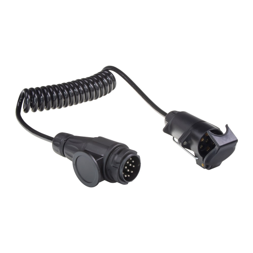 Prodlužovací kabel 2 m spirálový, 1x zástrčka 13pin, 1x zásuvka 7pin, 12V