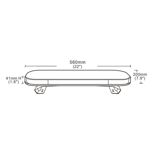 Rozmery modrej LED rampy, ECER 65