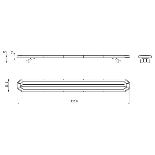 Rozmery 12/24V oranžovej 113cm LED rampy ECER65