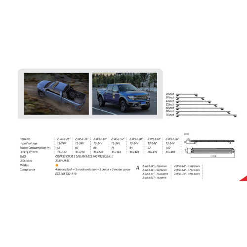 Použitie 12/24V oranžovej 113cm LED rampy ECER65
