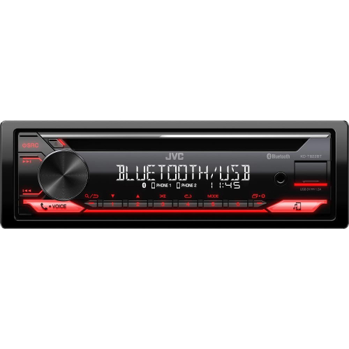 Autorádio JVC KD-T822BT s CD/MP3/USB/AUX/Bluetooth pripojenie/červené podsvietenie/odnímateľný panel