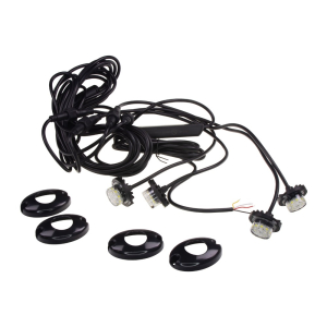 Výstražné biele LED svetlá 12V / 24V - 8x LED / 36 režimov blikania / ECER 10 (4ks)